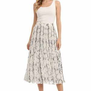 VICI Cream and Gray Snake-Print Tiered Midi Skirt
